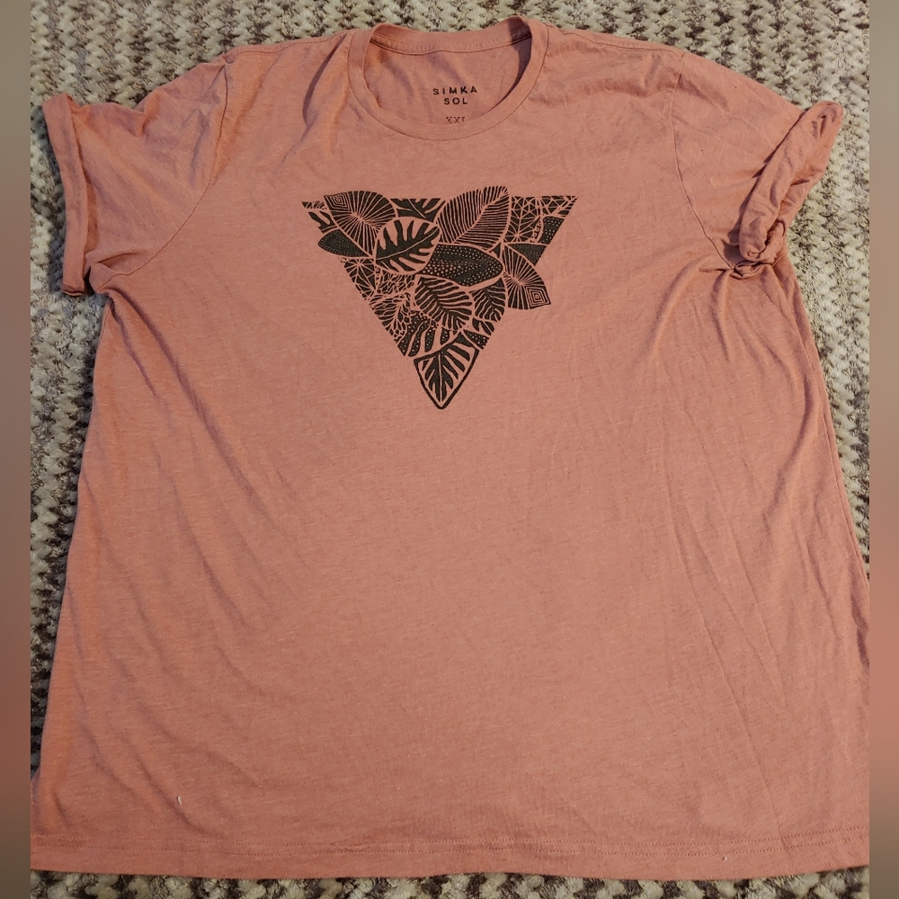 Simka Sol Mauve Pink Plant Graphic T-Shirt XXL